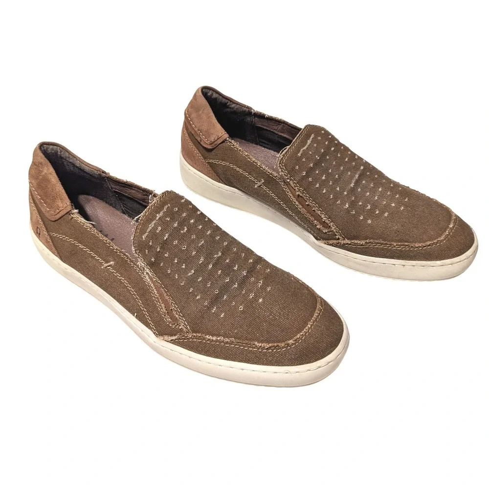 Roan by Bed Stu Kayson Mens Brown Textile Leather Slip On Sneakers Size 11